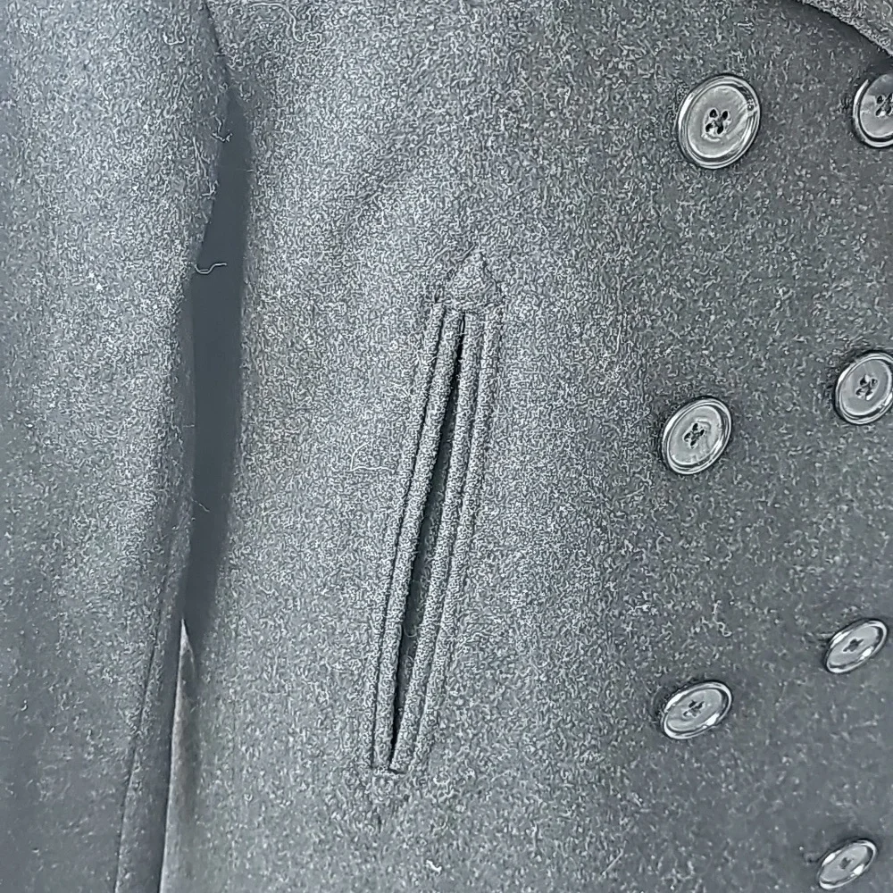 J Crew Vintage  Charcoal Dark Gray Wool Double Breasted Pea Coat M - Picture 4 of 9